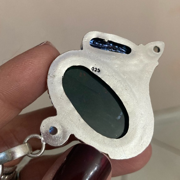 925 sterling silver overlay heliotrope moonstone opalite & pearl boho necklace - Picture 8 of 14